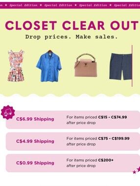 Special Edition Closet Clearout Day!  May 18th! Today Only!
